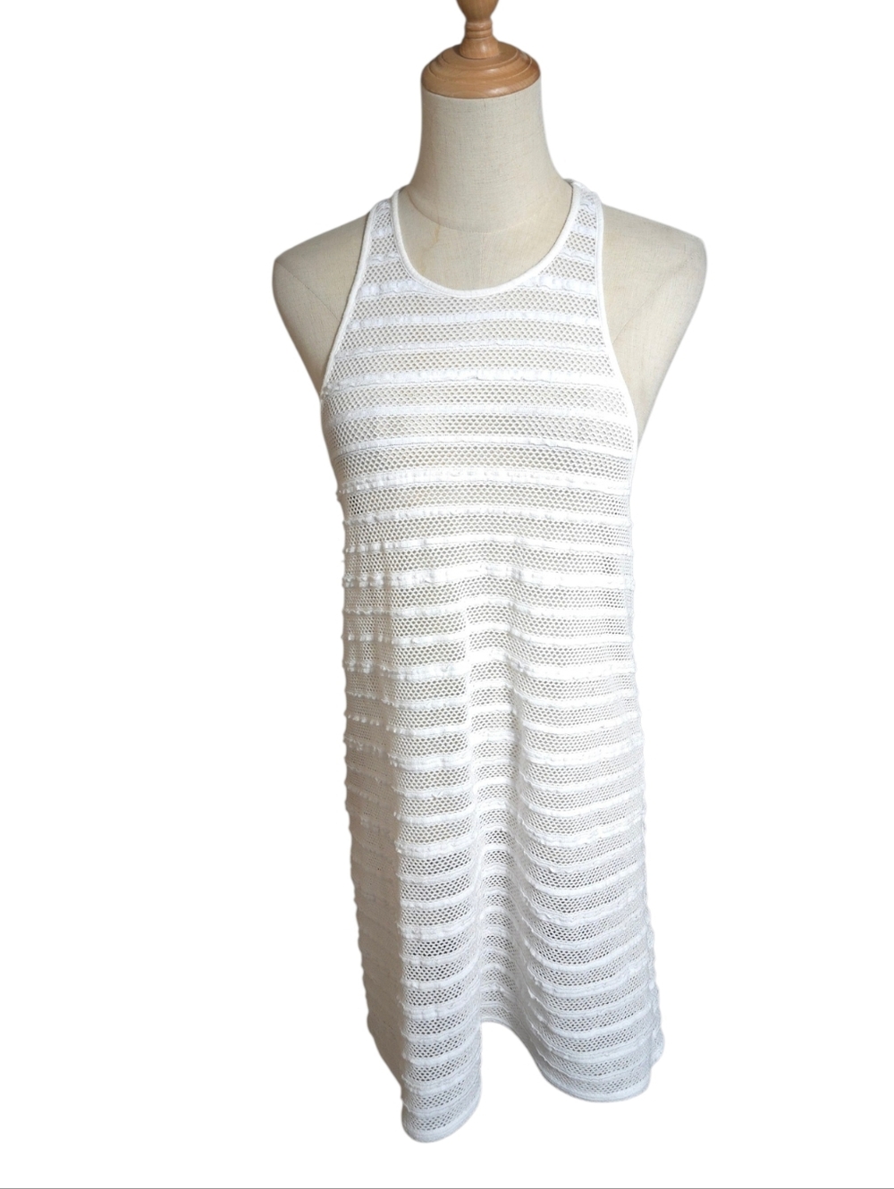 Victoria's Secret White Crochet Mesh Tank Mini Dress Racerback Beach Cover Up
